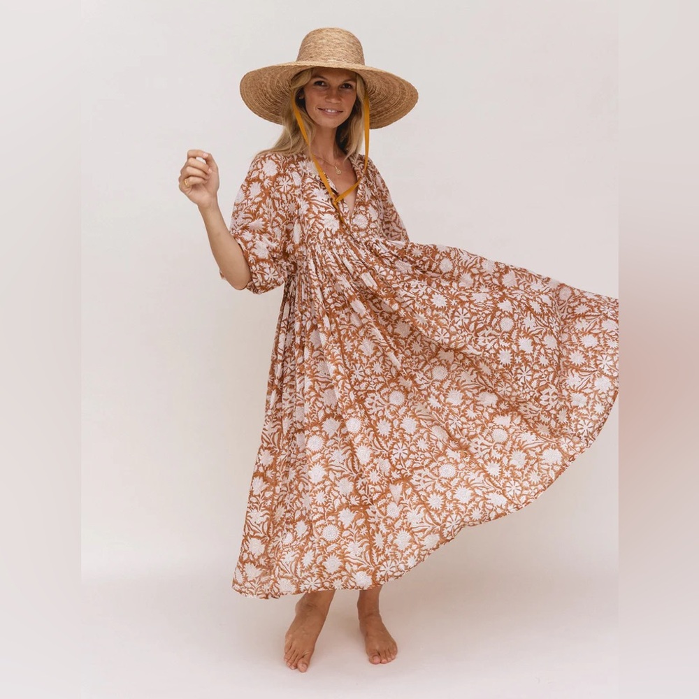 Daughters of India Kyra Midi Dress in Caramel (NWOT) // Size S